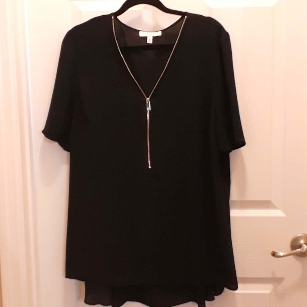 Black Chaus Zipper Front Tunic Top